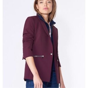 Veronica Beard Scuba Knit Blazer in Burgundy Work Ponte Stretch Size 10